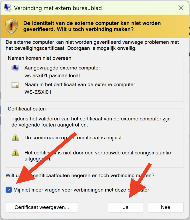 Certificaatmelding – identiteitscontrole